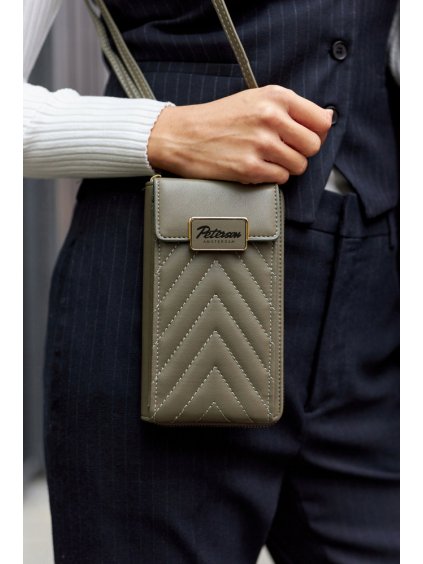 PETERSON ŠEDÁ PROŠÍVANÁ CROSSBODY KABELKA/PENĚŽENKA