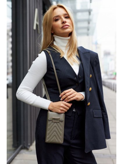 PETERSON ŠEDÁ PROŠÍVANÁ CROSSBODY KABELKA/PENĚŽENKA