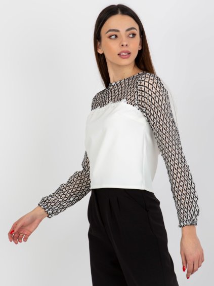 SMETANOVÁ ELEGANTNÍ HALENKA S DLOUHÝM RUKÁVEM