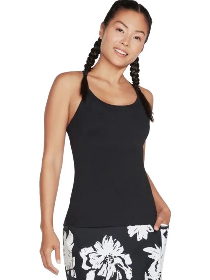 ČERNÝ DÁMSKÝ TOP SKECHERS GO WALK RACERBACK SHELF BRA CAMI (Velikost L)