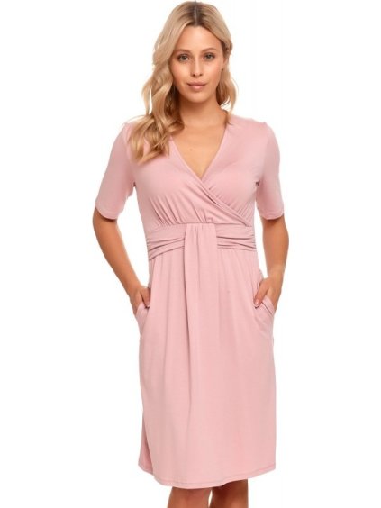 SVĚTLE RŮŽOVÁ ELEGANTNÍ NOČNÍ KOŠILE NA KOJENÍ (Velikost XL)