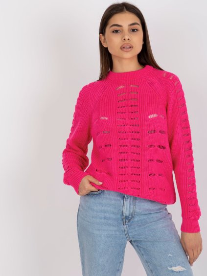 NEONOVĚ RŮŽOVÝ DĚROVANÝ SVETR (Velikost ONE SIZE)