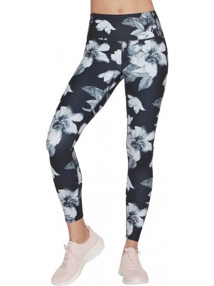 ČERNÉ KVĚTOVANÉ LEGÍNY SKECHERS GO SCULPT MAGNOLIA DREAMS HW LEGGING