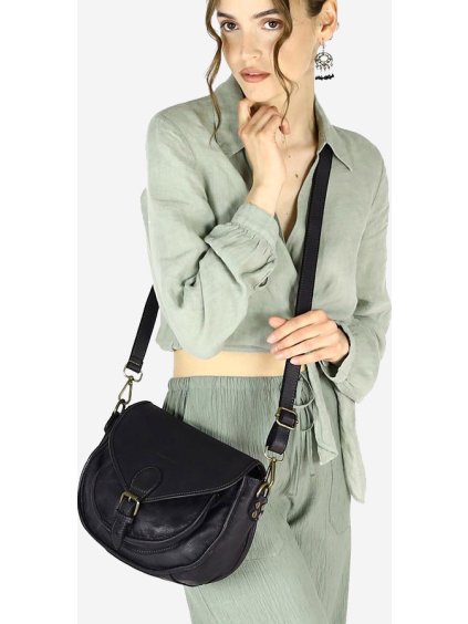 MARCO MAZZINI ČERNÁ KOŽENÁ VINTAGE CROSSBODY