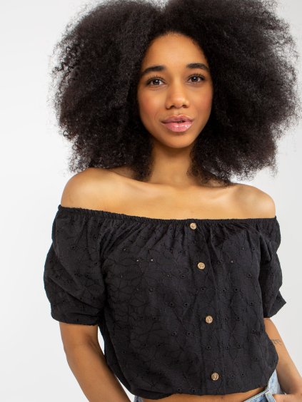 ČERNÝ BAVLNĚNÝ HALENKOVÝ CROP TOP