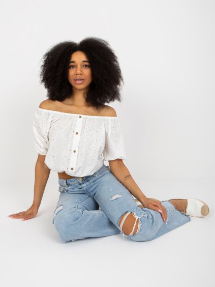 SMETANOVÝ BAVLNĚNÝ HALENKOVÝ CROP TOP