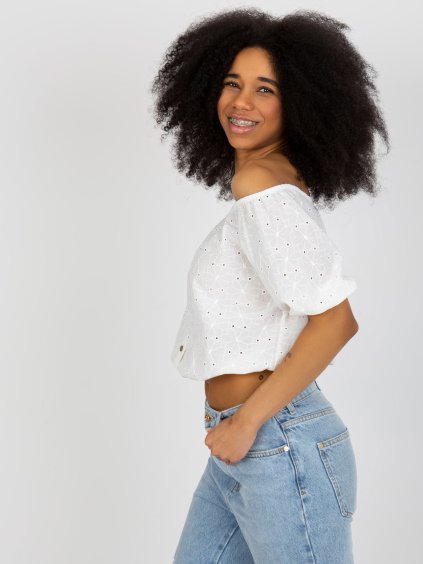 SMETANOVÝ BAVLNĚNÝ HALENKOVÝ CROP TOP