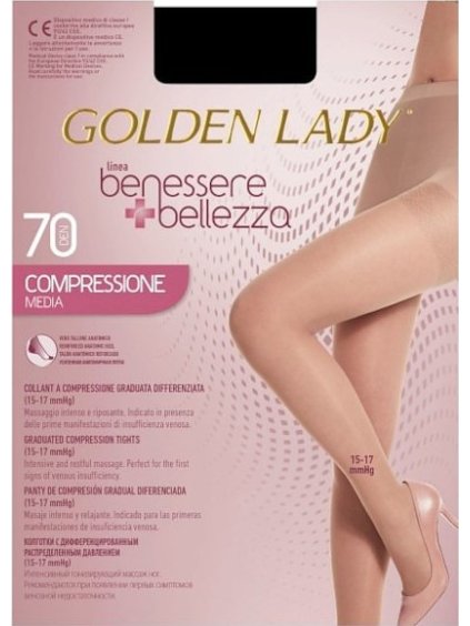 ČERNÉ SILONKY GOLDEN LADY BENESSERE BELLEZZA COMPRESSIONE MEDIA 70 DEN