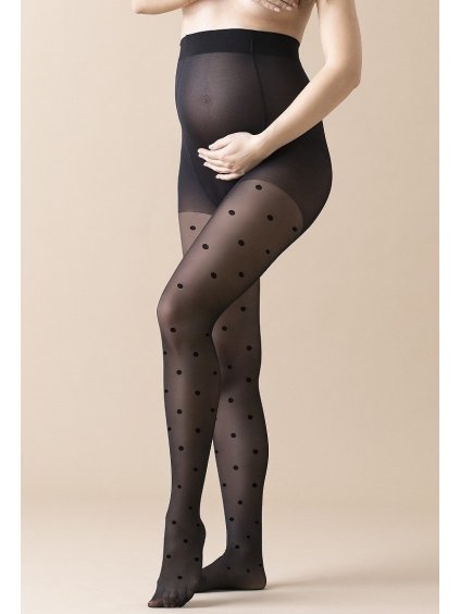 ČERNÉ PUNTÍKATÉ TĚHOTENSKÉ SILONKY FIORE W 5001 CERES MAMA 20 DEN (Velikost S, Barva černá)