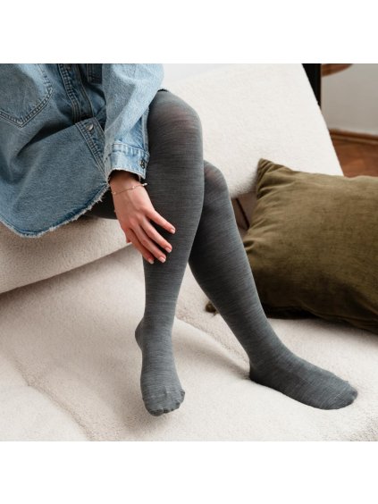 ŠEDÉ DÁMSKÉ MERINO PUNČOCHY -  XXL 156-168 - ART.130