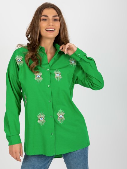 ZELENÁ DELŠÍ KOŠILE S POTISKEM (Velikost M)