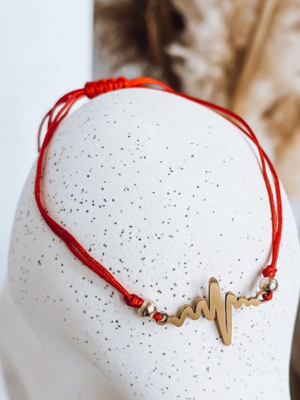 NÁRAMEK HEARTBEAT S DETAILEM - ČERVENÝ (Velikost ONE SIZE)