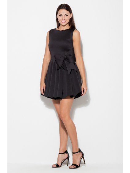 DÁMSKÉ ELEGANTNÍ ČERNÉ ŠATY S MAŠLÍ V PASE K271 BLACK