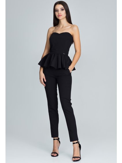 DÁMSKÝ SET PEPLUM TOP + KALHOTY M606 BLACK
