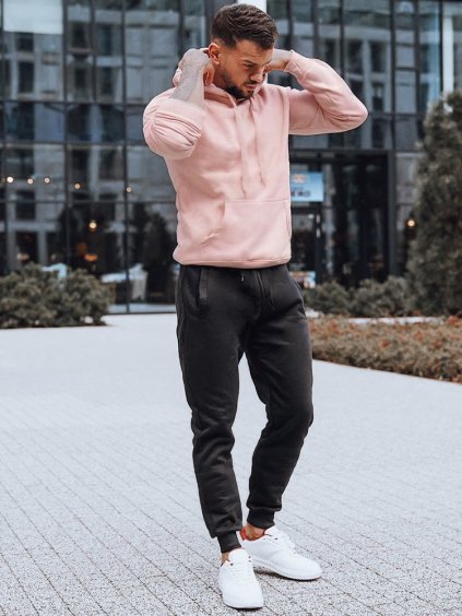 RŮŽOVÁ PÁNSKÁ MIKINA S KAPUCÍ