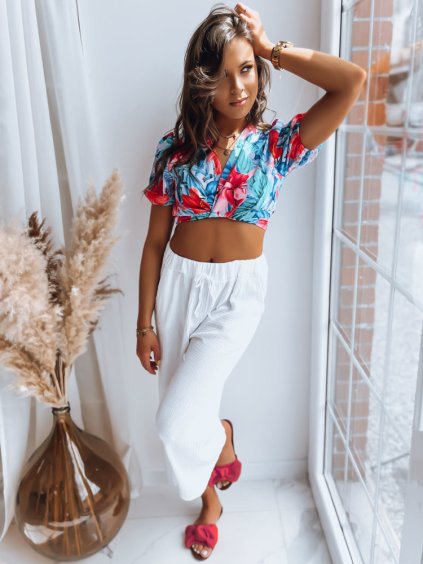 MODRO-ČERVENÝ CROP TOP  FLOWER BOOM