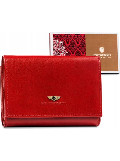 PETERSON ČERVENÁ STŘEDNĚ VELKÁ DÁMSKÁ KOŽENÁ PENĚŽENKA Y153 (Velikost ONE SIZE)