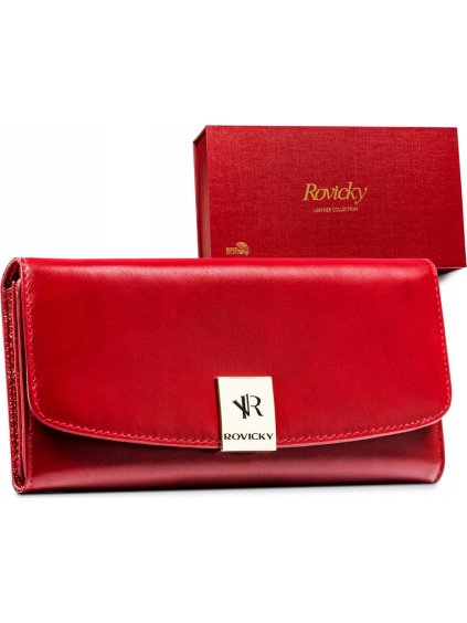 ROVICKY HLADKÁ ČERVENÁ KOŽENÁ PENĚŽENKA V182 (Velikost ONE SIZE)