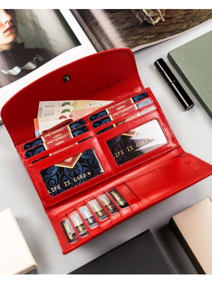PETERSON ELEGANTNÍ ČERVENÁ KOŽENÁ DÁMSKÁ PENĚŽENKA Y170