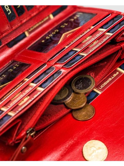PETERSON ELEGANTNÍ ČERVENÁ KOŽENÁ DÁMSKÁ PENĚŽENKA Y170