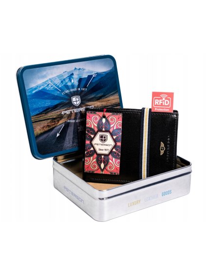 PETERSON ČERNÁ PENĚŽENKA S PRUHEM W049 (Velikost ONE SIZE)