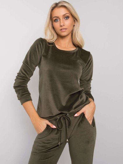 KHAKI VELUROVÁ SOUPRAVA MIKINY A TEPLÁKŮ