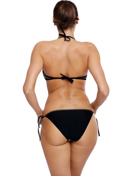KHAKI BIKINY S ČERNÝM LEMOVÁNÍM JANETTE KAKI
