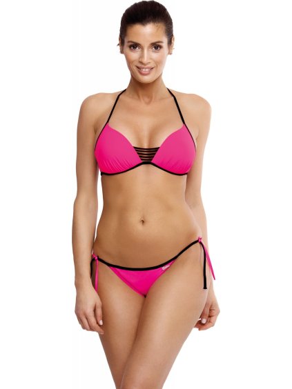 TMAVĚ RŮŽOVÉ BIKINY S ČERNÝM LEMOVÁNÍM JANETTE ROSA SHOCKING (Velikost L)