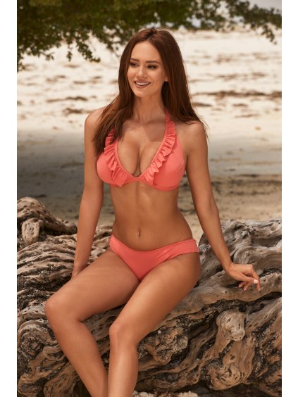 KORÁLOVÉ BIKINY S VOLÁNEM GABI (Velikost 36)