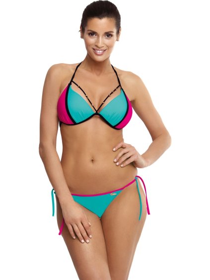 TYRKYSOVĚ-TMAVĚ RŮŽOVÉ BIKINY LARA CARAIBI-CLEMATIS (Velikost L)