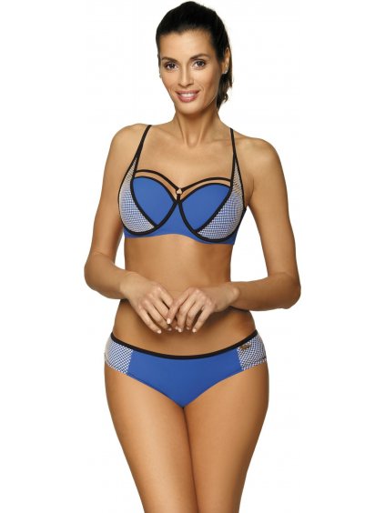 MODRÉ BIKINY S ČERNÝMI LEMY CHARLOTTE POSEIDON (Velikost L)