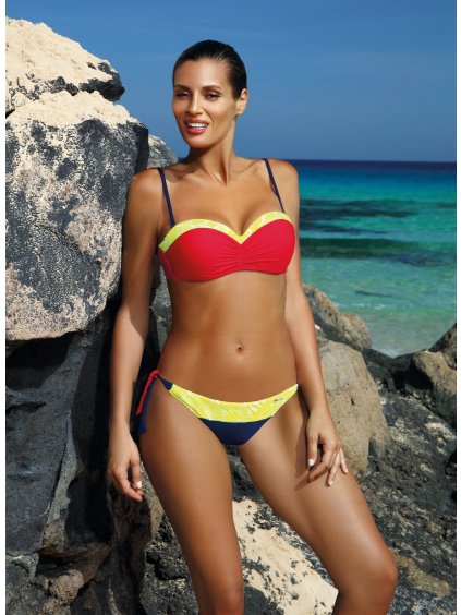 MODRO-ČERVENÉ BIKINY SE ŽLUTÝM PRUHEM FELICIA BLU ASSOLUTO-ANARANJADO