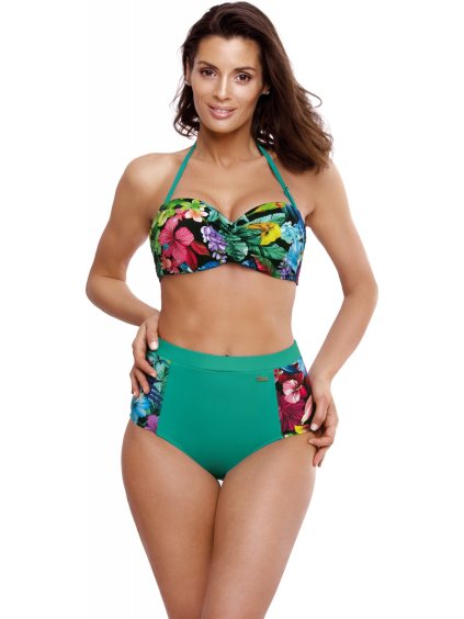 ZELENÉ BIKINY S TROPICKÝM VZOREM A VYSOKÝM PASEM MADISON VIRIDIAN
