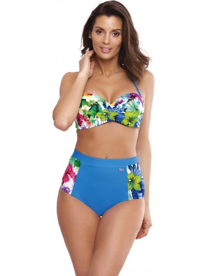 SVĚTLE MODRÉ BIKINY S TROPICKÝM VZOREM A VYSOKÝM SPODKEM MADISON SURF