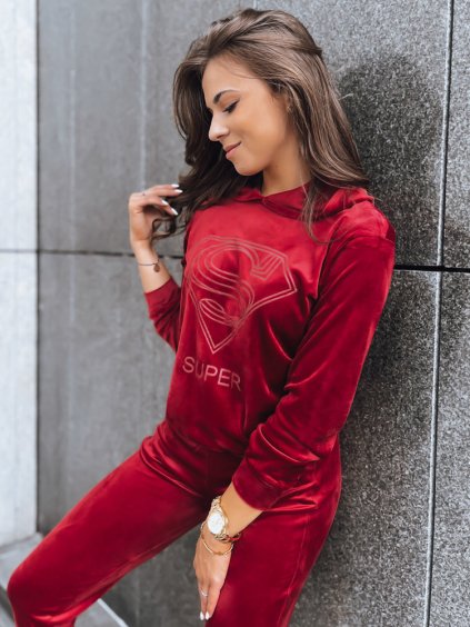BORDÓ VELUROVÁ TEPLÁKOVÁ SOUPRAVA VOGUE VELOUR