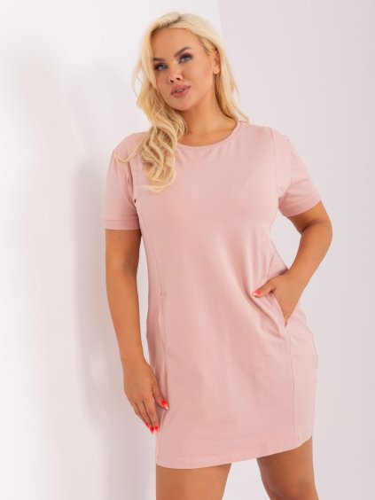 SVĚTLE RŮŽOVÉ ŠATY S KAPSAMI (Velikost ONE SIZE)