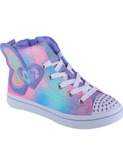 RŮŽOVO-FIALOVÉ KOTNÍKOVÉ TENISKY SKECHERS TWI-LITES 2.0-BUTTERFLY LOVE