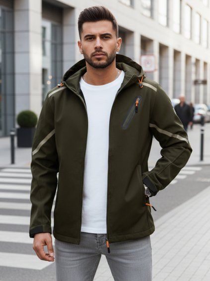 TMAVÁ KHAKI SOFTSHELLOVÁ BUNDA (Velikost M)