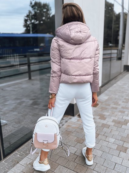 RŮŽOVÁ LESKLÁ PROŠÍVANÁ BUNDA LOLAROSE