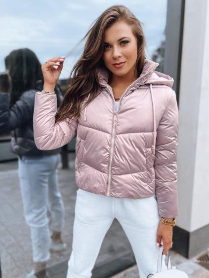 RŮŽOVÁ LESKLÁ PROŠÍVANÁ BUNDA LOLAROSE