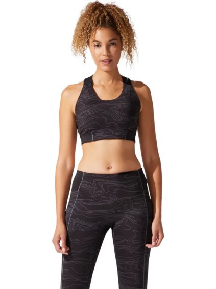 ČERNÁ VZOROVANÁ SPORTOVNÍ PODPRSENKA ASICS PIPING GPX BRA (Velikost M)