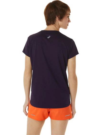 TMAVĚ FIALOVÉ SPORTOVNÍ TRIČKO ASICS FUJITRAIL LOGO SS TOP TEE