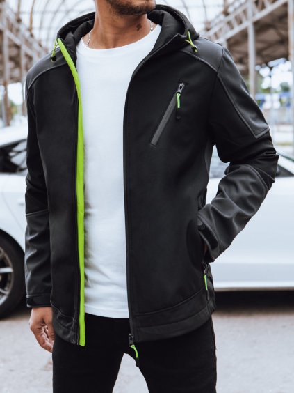 ČERNÁ SOFTSHELL BUNDA S KAPUCÍ