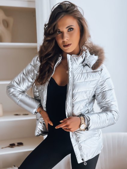 STŘÍBRNÁ KRÁTKÁ PROŠÍVANÁ BUNDA NELLY