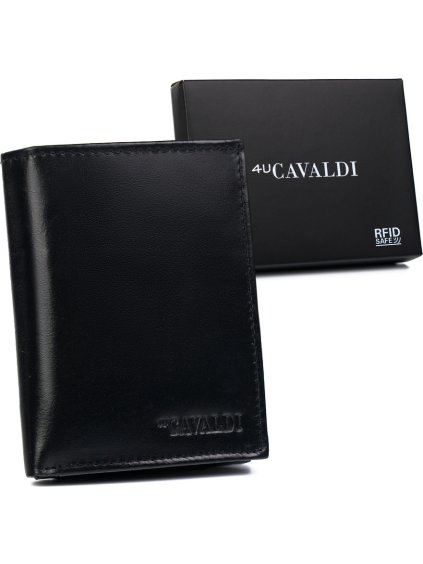 CAVALDI ČERNÁ KOŽENÁ PENĚŽENKA BEZ ZAPÍNÁNÍ B037 (Velikost ONE SIZE)