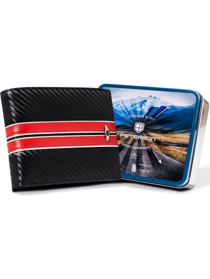 PETERSON ČERNÁ SPORTOVNÍ PENĚŽENKA S ČERVENÝM PRUHEM W098 (Velikost ONE SIZE)