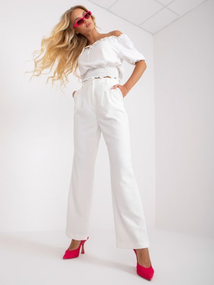 (VEL. 40) BÍLÉ ROZŠÍŘENÉ ELEGANTNÍ KALHOTY