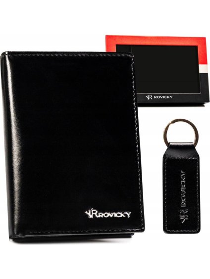 ROVICKY  ČERNÁ KOŽENÁ PENĚŽENKA S KLÍČENKOU L187 (Velikost ONE SIZE)
