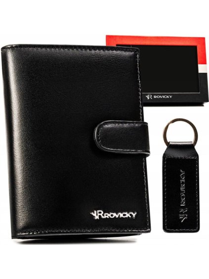 ROVICKY ČERNÁ KOŽENÁ PENĚŽENKA S KLÍČENKOU L185 (Velikost ONE SIZE)