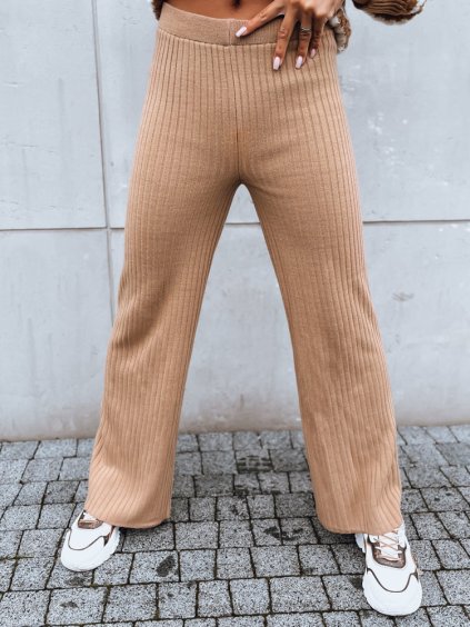 SVĚTLE HNĚDÉ ŠIROKÉ ŽEBROVANÉ KALHOTY MOSSYMOOD